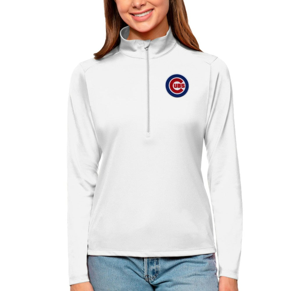 Chicago Cubs Antigua Women's Tribute Quarter-Zip Pullover Top Discount