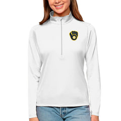 Milwaukee Brewers Antigua Women's Tribute Quarter-Zip Pullover Top Near Me