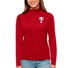 Philadelphia Phillies Antigua Women's Tribute Quarter-Zip Pullover Top Online
