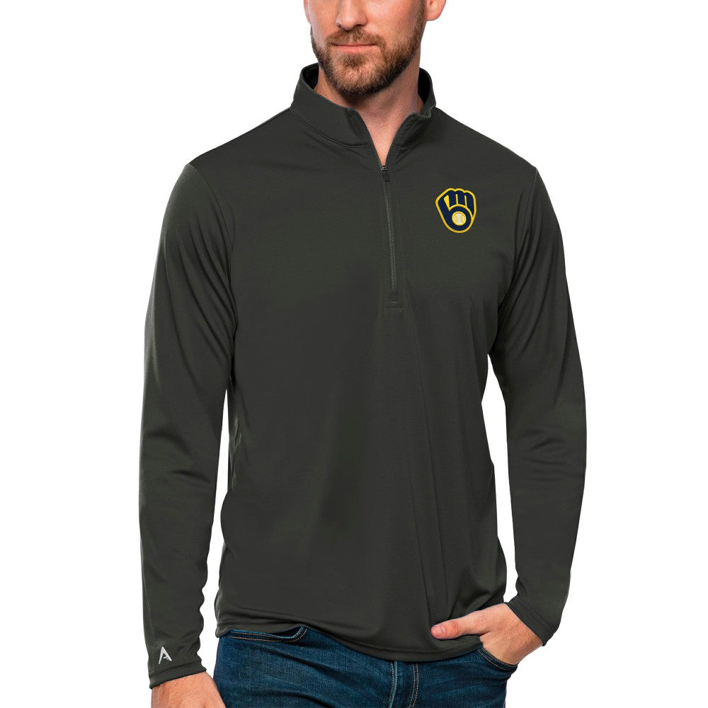 Milwaukee Brewers Antigua Tribute Quarter-Zip Pullover Top Sale