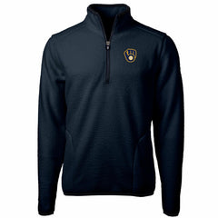 Milwaukee Brewers Cutter & Buck Big & Tall Cascade Eco Sherpa Fleece Quarter-Zip Pullover Jacket for sale