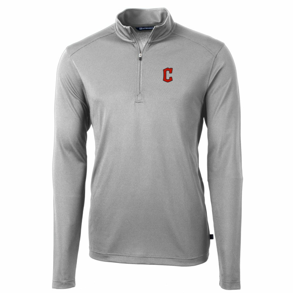 Cleveland Guardians Cutter & Buck Big & Tall Virtue Eco Pique Quarter-Zip Pullover Jacket for sale