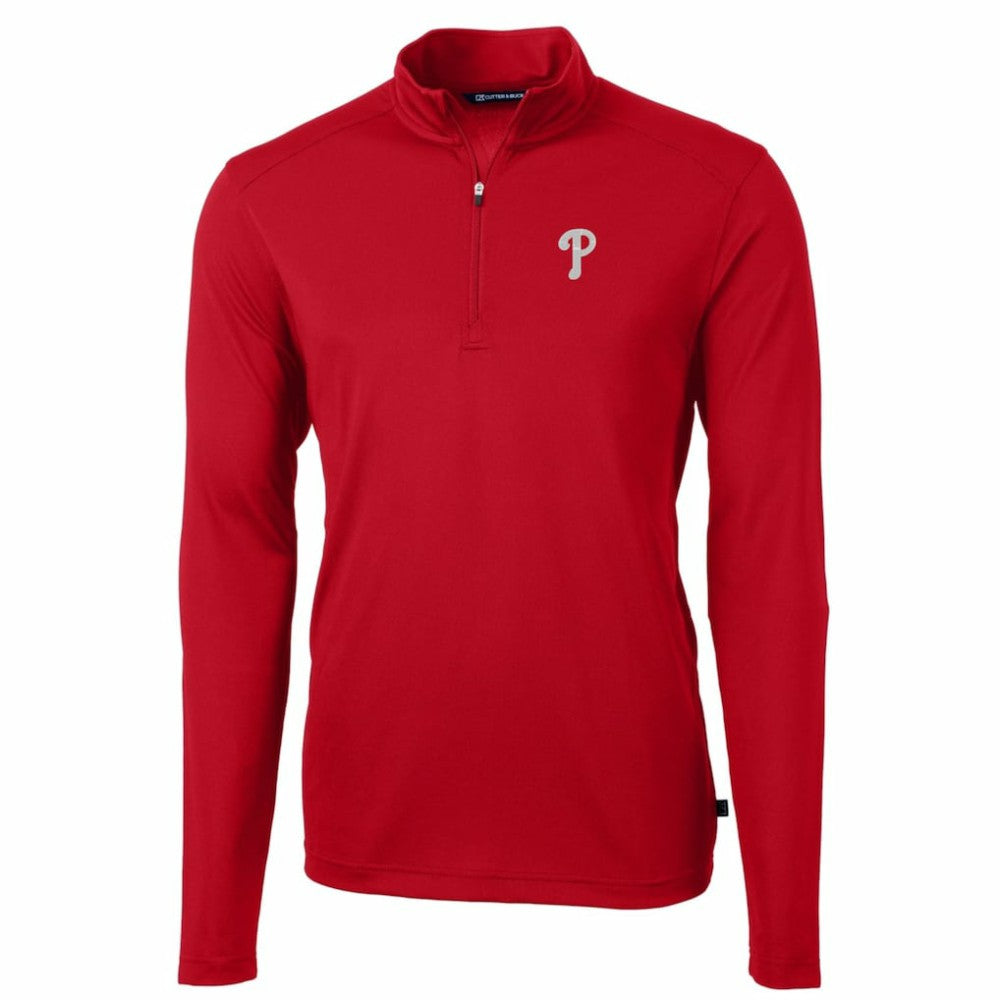 Philadelphia Phillies Cutter & Buck Big & Tall Virtue Eco Pique Quarter-Zip Pullover Jacket for sale
