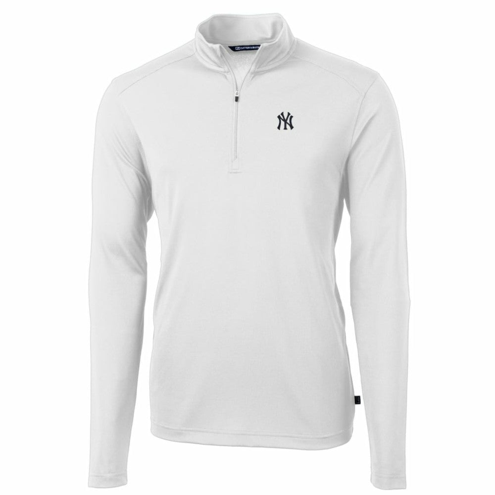 New York Yankees Cutter & Buck Big & Tall Virtue Eco Pique Quarter-Zip Pullover Jacket for sale
