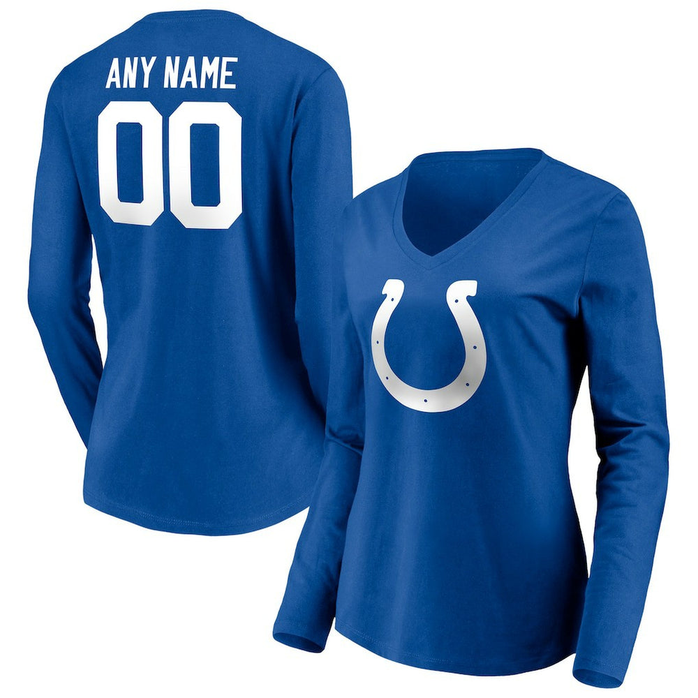 Indianapolis Colts Women's Team Authentic Personalized Name & Number Long Sleeve V-Neck T-Shirt - Royal - NFL