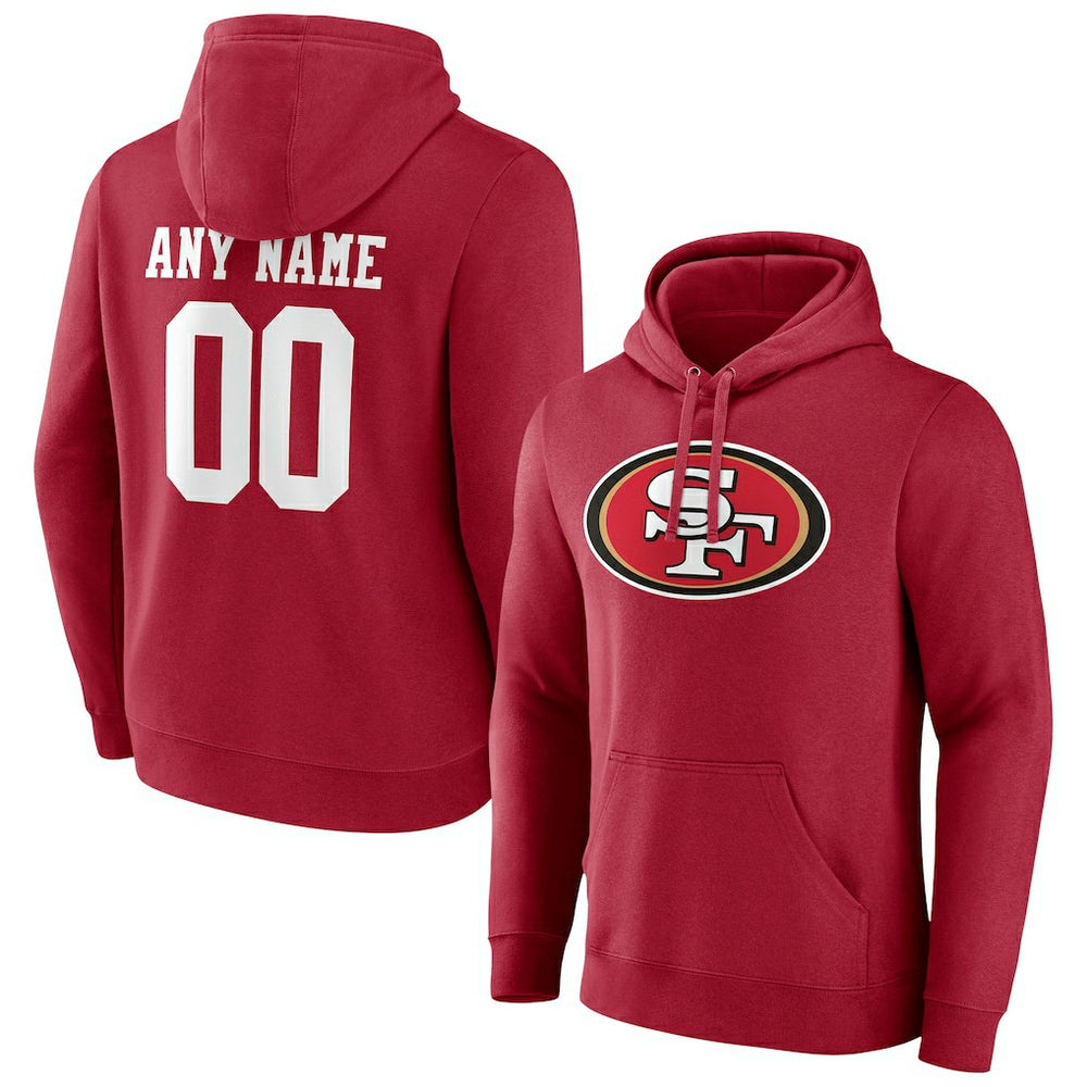 San Francisco 49ers Team Authentic Personalized Name & Number Pullover Hoodie - Scarlet - NFL