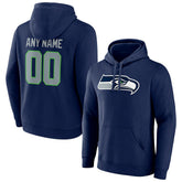 Seattle Seahawks Team Authentic Personalized Name & Number Pullover Hoodie - College Navy - NFL