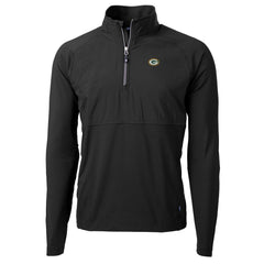 Green Bay Packers Cutter & Buck Adapt Eco Knit Hybrid Recycled Quarter-Zip Raglan Jacket - Black - NFL