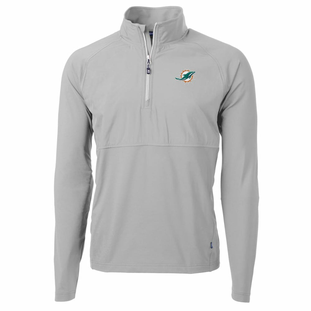Miami Dolphins Cutter & Buck Adapt Eco Knit Hybrid Recycled Quarter-Zip Raglan Jacket - Gray - NFL