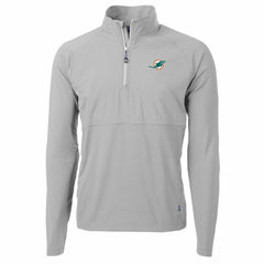 Miami Dolphins Cutter & Buck Adapt Eco Knit Hybrid Recycled Quarter-Zip Raglan Jacket - Gray - NFL