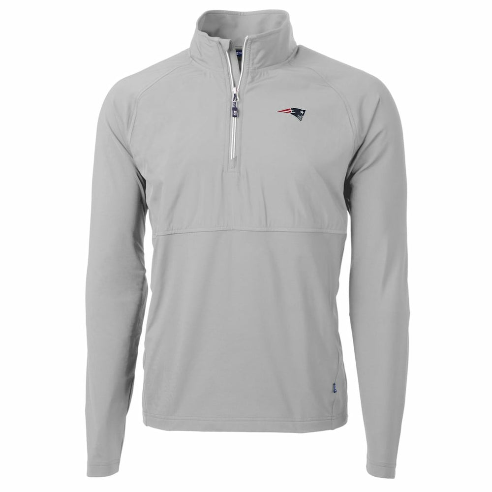 New England Patriots Cutter & Buck Adapt Eco Knit Hybrid Recycled Quarter-Zip Raglan Jacket - Gray - NFL