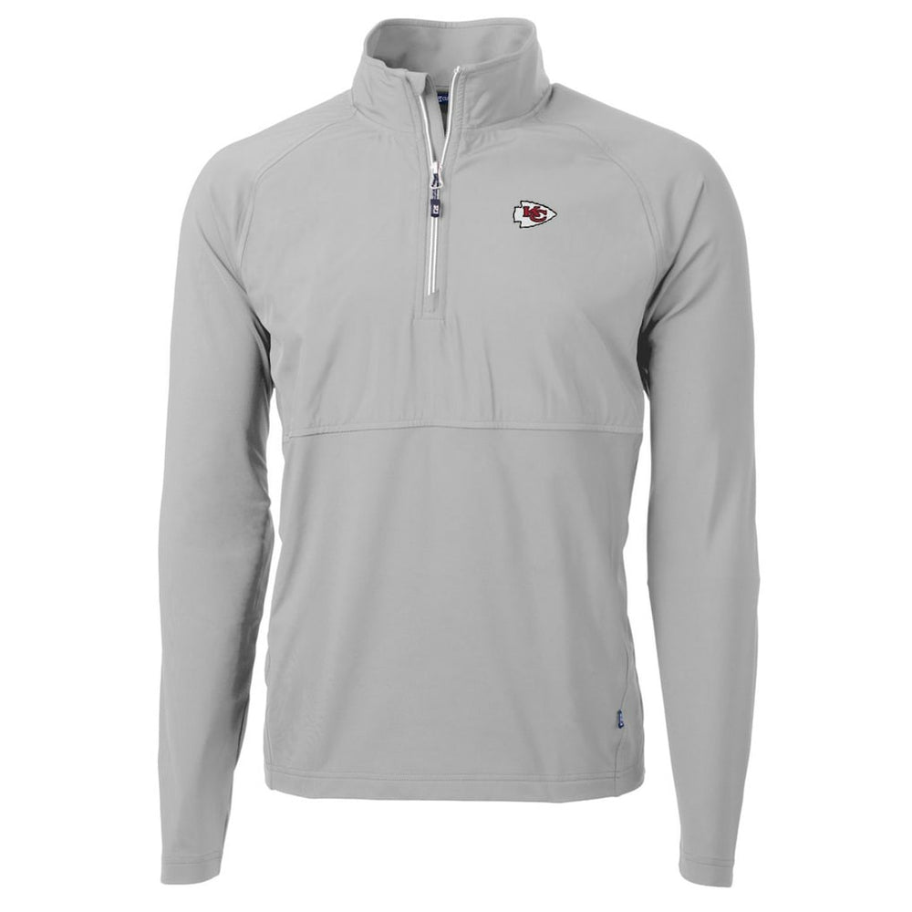 Kansas City Chiefs Cutter & Buck Adapt Eco Knit Hybrid Recycled Quarter-Zip Raglan Jacket - Gray - NFL