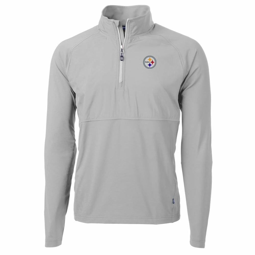 Pittsburgh Steelers Cutter & Buck Adapt Eco Knit Hybrid Recycled Quarter-Zip Raglan Jacket - Gray - NFL