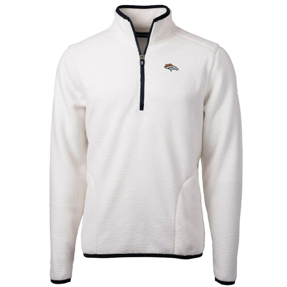 Denver Broncos Cutter & Buck Cascade Eco Sherpa Fleece Quarter-Zip Pullover Jacket - White - NFL