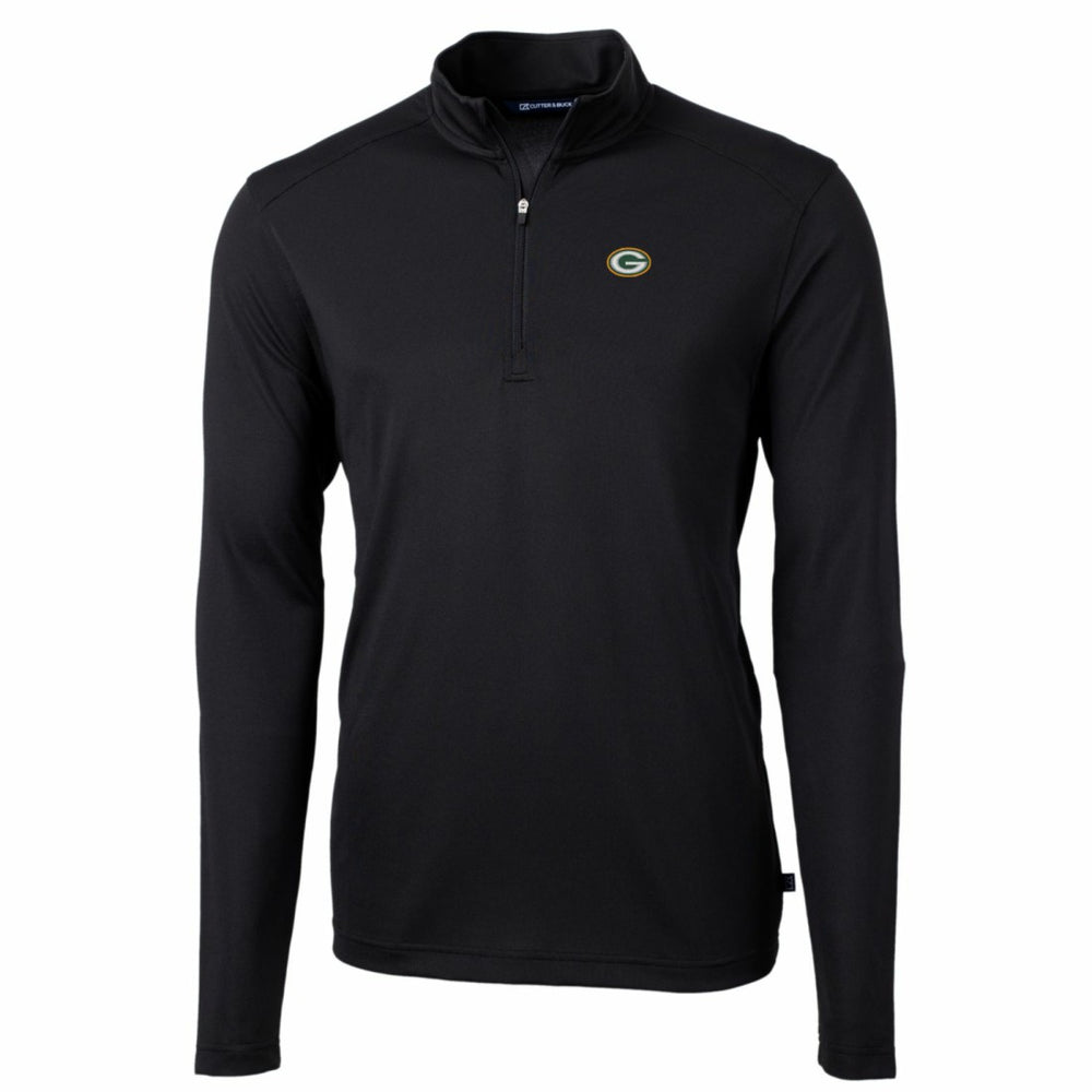Green Bay Packers Cutter & Buck Big & Tall Virtue Eco Pique Quarter-Zip Pullover Jacket - Black - NFL