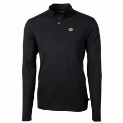 Green Bay Packers Cutter & Buck Big & Tall Virtue Eco Pique Quarter-Zip Pullover Jacket - Black - NFL