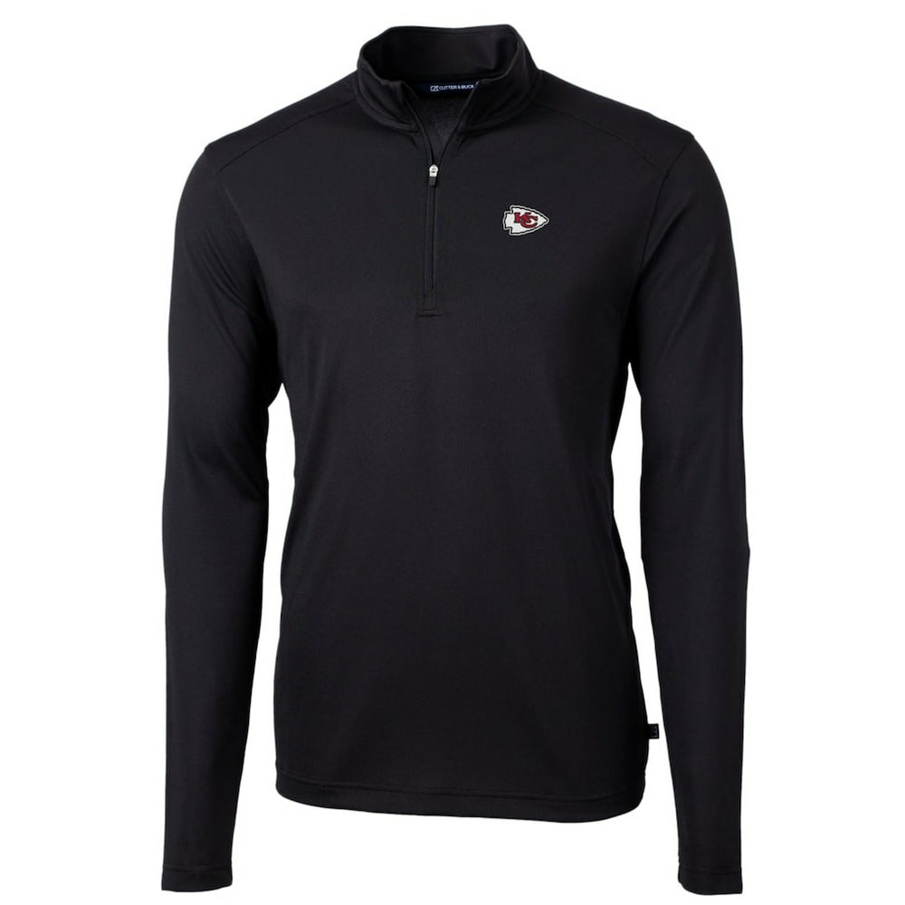 Kansas City Chiefs Cutter & Buck Big & Tall Virtue Eco Pique Quarter-Zip Pullover Jacket - Black - NFL