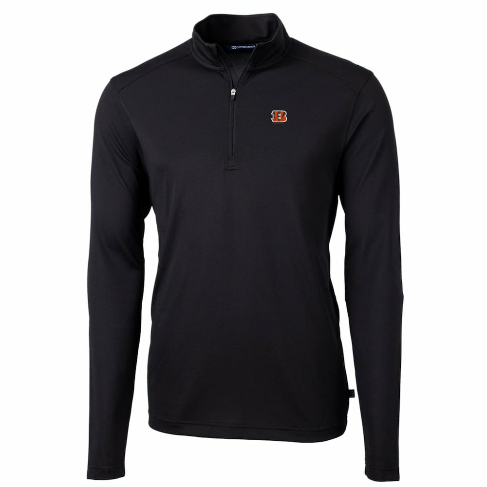 Cincinnati Bengals Cutter & Buck Big & Tall Virtue Eco Pique Quarter-Zip Pullover Jacket - Black - NFL