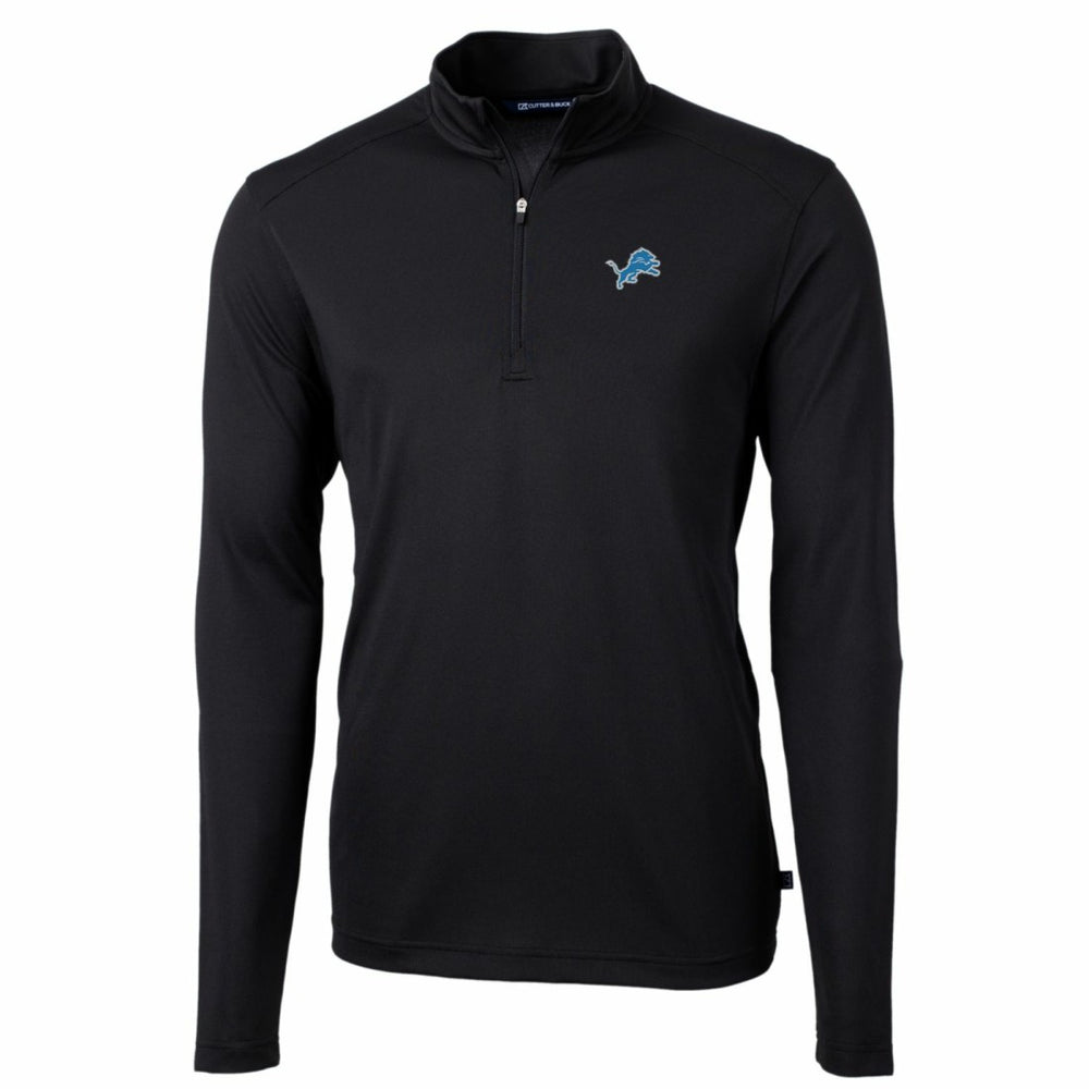 Detroit Lions Cutter & Buck Big & Tall Virtue Eco Pique Quarter-Zip Pullover Jacket - Black - NFL