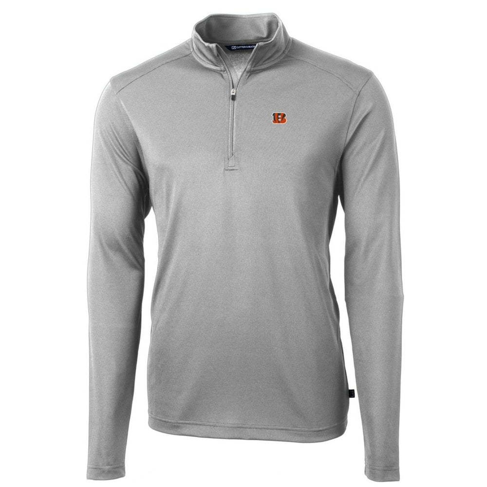 Cincinnati Bengals Cutter & Buck Big & Tall Virtue Eco Pique Quarter-Zip Pullover Jacket - Gray - NFL
