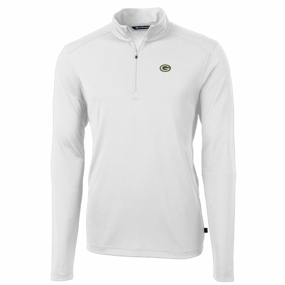 Green Bay Packers Cutter & Buck Big & Tall Virtue Eco Pique Quarter-Zip Pullover Jacket - White - NFL