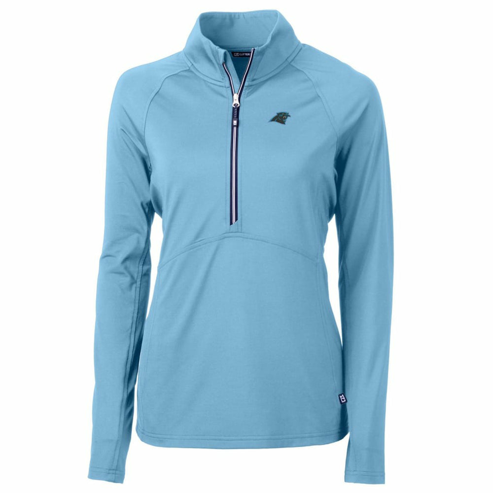 Carolina Panthers Cutter & Buck Women's Adapt Eco Knit Stretch Recycled Half-Zip Pullover Top - Powder Blue - NFL
