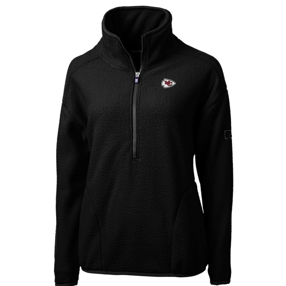 Kansas City Chiefs Cutter & Buck Women's Cascade Eco Sherpa Fleece Half-Zip Pullover Jacket - Black - NFL