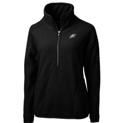 Philadelphia Eagles Cutter & Buck Women's Cascade Eco Sherpa Fleece Half-Zip Pullover Jacket - Black - NFL