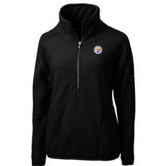 Pittsburgh Steelers Cutter & Buck Women's Cascade Eco Sherpa Fleece Half-Zip Pullover Jacket - Black - NFL