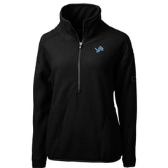 Detroit Lions Cutter & Buck Women's Cascade Eco Sherpa Fleece Half-Zip Pullover Jacket - Black - NFL