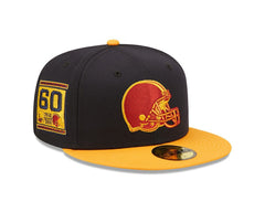 Cleveland Browns New Era 60th Anniversary 59FIFTY Fitted Hat - Navy/Gold - NFL