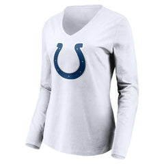 Indianapolis Colts Women's Team Authentic Logo Personalized Name & Number V-Neck Long Sleeve T-Shirt - White - NFL