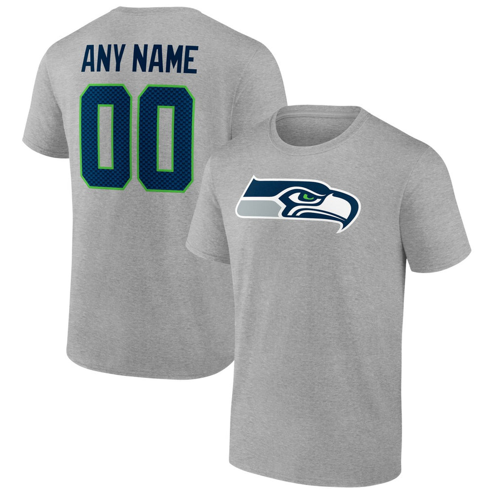 Seattle Seahawks Team Authentic Custom T-Shirt - Heathered Gray - NFL