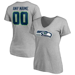 Seattle Seahawks Women's Team Authentic Custom V-Neck T-Shirt - Gray - NFL