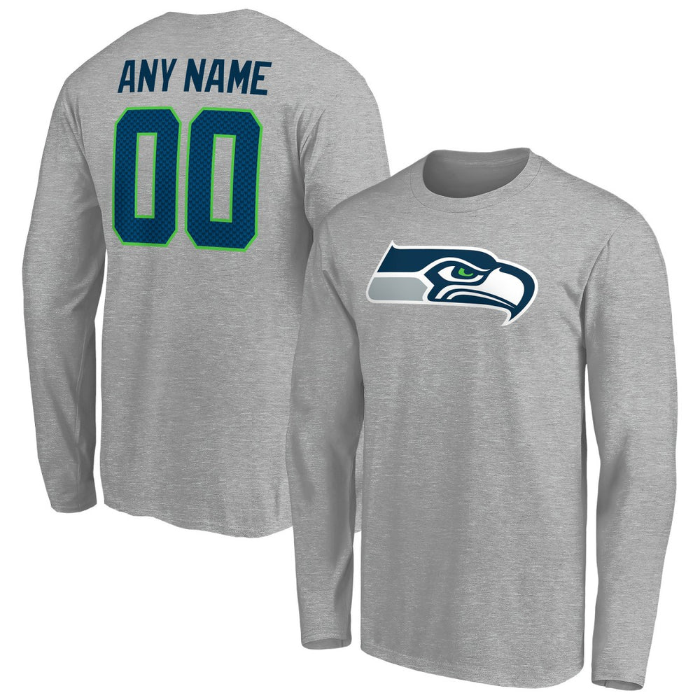 Seattle Seahawks Team Authentic Custom Long Sleeve T-Shirt - Gray - NFL