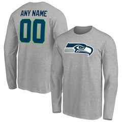 Seattle Seahawks Team Authentic Custom Long Sleeve T-Shirt - Gray - NFL