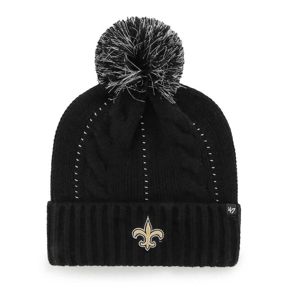 New Orleans Saints '47 Women's Bauble Cuffed Knit Hat with Pom - Black - 47 brand