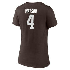 Deshaun Watson Cleveland Browns Women's Player Icon Name & Number V-Neck T-Shirt - Brown - Fanatics