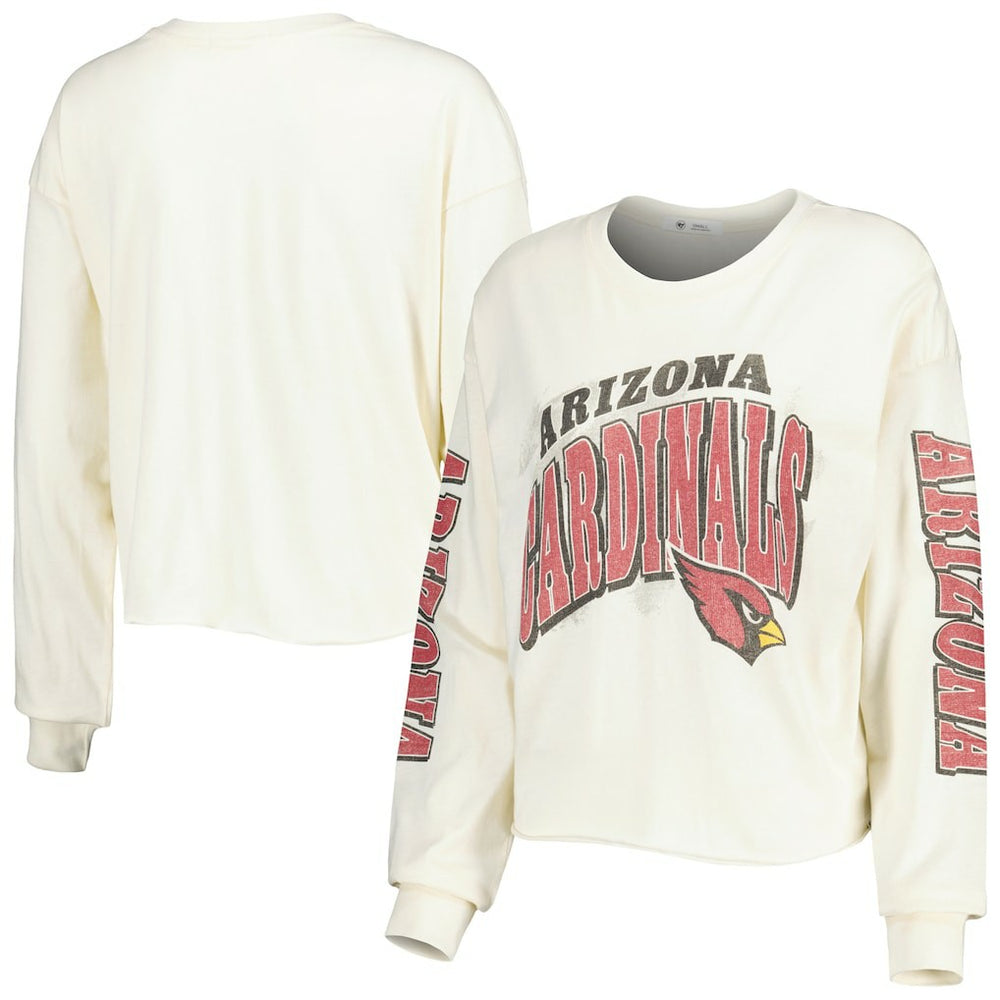Arizona Cardinals '47 Women's Brush Back Parkway Cropped Lightweight Long Sleeve T-Shirt - Cream - 47 brand