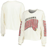 Arizona Cardinals '47 Women's Brush Back Parkway Cropped Lightweight Long Sleeve T-Shirt - Cream - 47 brand