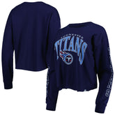 Tennessee Titans '47 Women's Skyler Parkway Cropped Long Sleeve T-Shirt - Navy - 47 brand