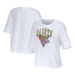New Orleans Saints WEAR by Erin Andrews Women's Boxy Floral Cropped T-Shirt - White - NFL
