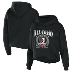Tampa Bay Buccaneers WEAR by Erin Andrews Women's Cropped Sponge Fleece Pullover Hoodie - Black - NFL