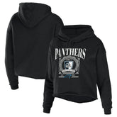 Carolina Panthers WEAR by Erin Andrews Women's Cropped Sponge Fleece Pullover Hoodie - Black - NFL