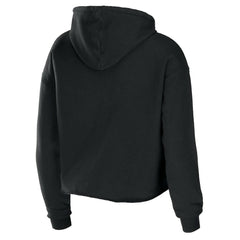 Carolina Panthers WEAR by Erin Andrews Women's Cropped Sponge Fleece Pullover Hoodie - Black - NFL