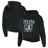 Tennessee Titans WEAR by Erin Andrews Women's Cropped Sponge Fleece Pullover Hoodie - Black - NFL