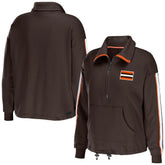 Cleveland Browns WEAR by Erin Andrews Women's Logo Stripe Half-Zip Top - Brown - NFL