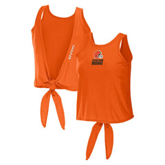 Cleveland Browns WEAR by Erin Andrews Women's Open Back Twist Tie Tank Top - Orange - NFL