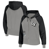 Las Vegas Raiders WEAR by Erin Andrews Women's Colorblock Lightweight Full-Zip Hoodie - Silver - NFL