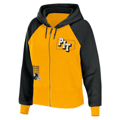 Pittsburgh Steelers WEAR by Erin Andrews Women's Colorblock Lightweight Full-Zip Hoodie - Gold - NFL